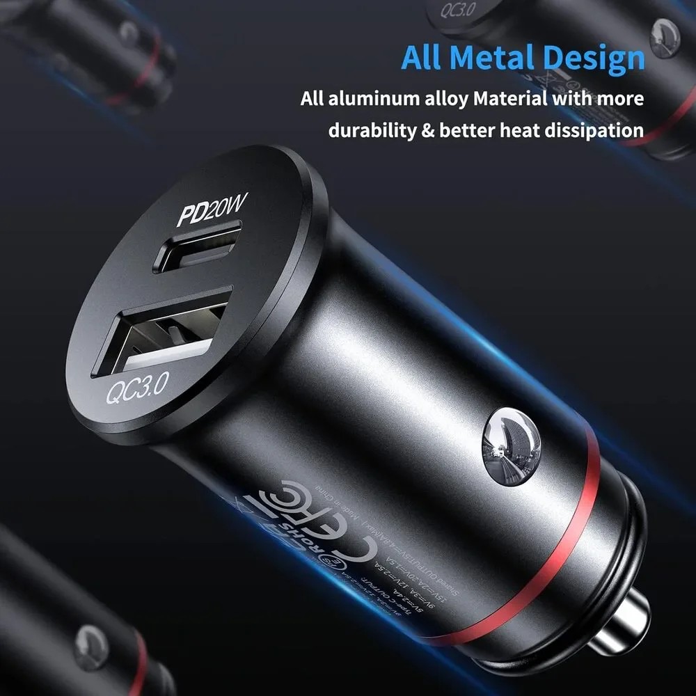 Syncwire USB-C Car Charger 38W Fast USB Car Charger PD&QC 3.0 Dual Port